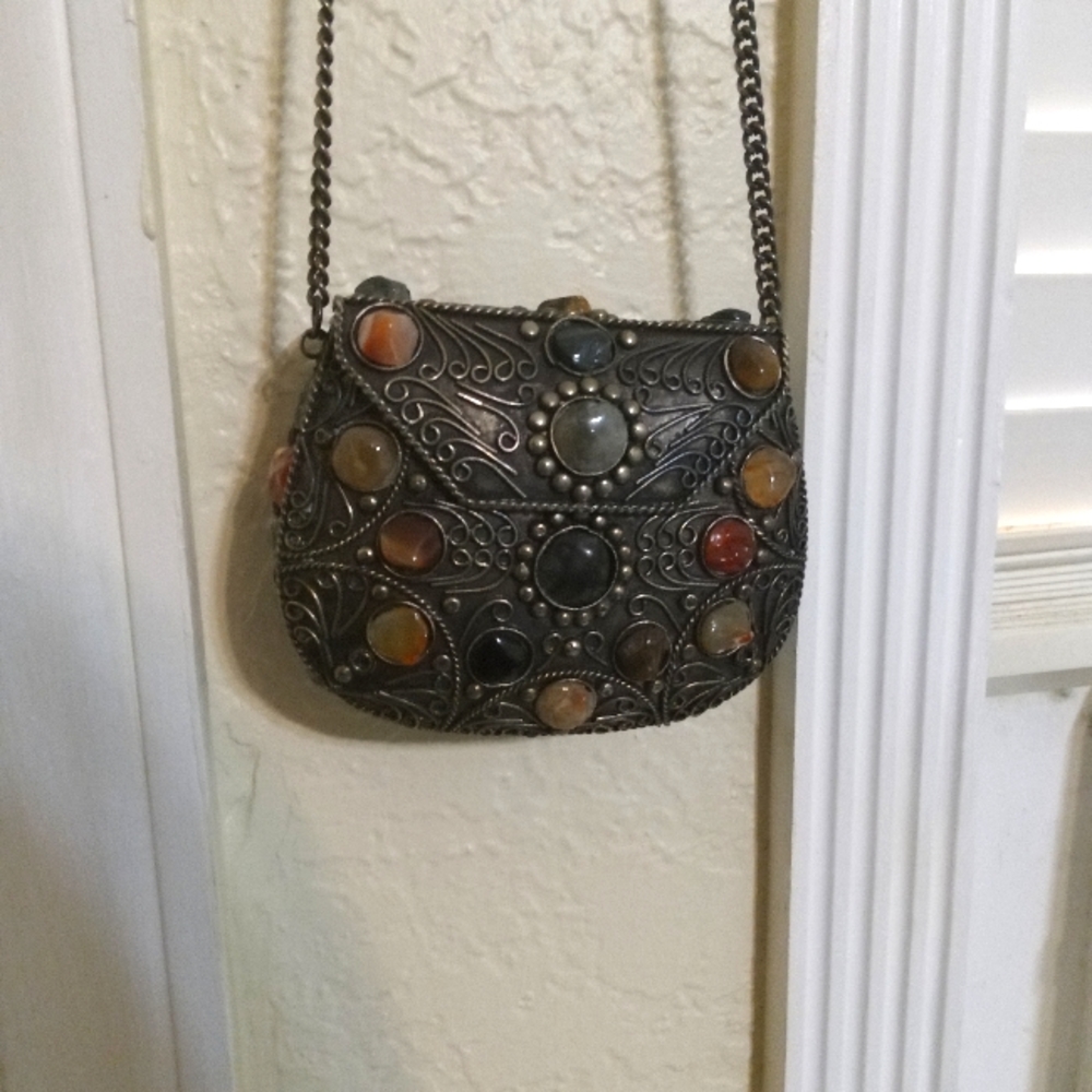 Vintage crystal gemstone clutch purse